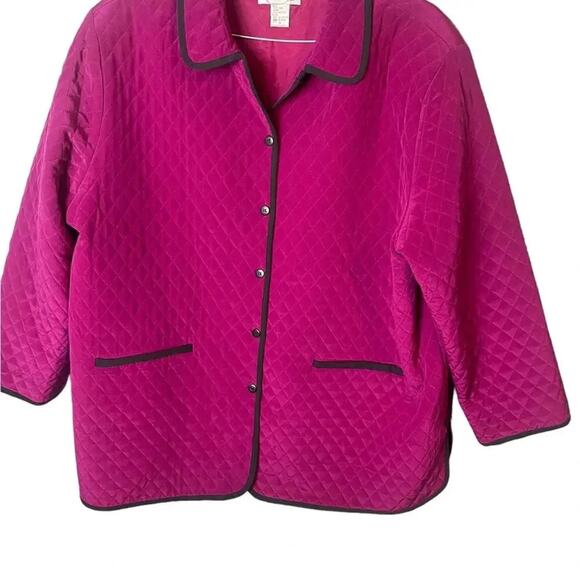 Diane von Furstenberg Women’s Plus Sz 1X Quilted Jacket Pink Silk Assets - Picture 4 of 6